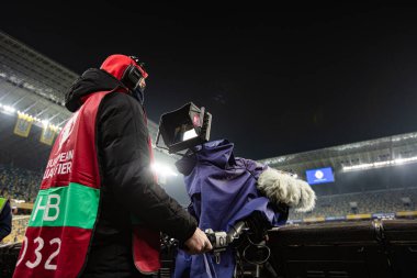 Lviv, Ukrayna - 12 Ekim 2021: Dünya Kupası elemeleri UEFA, Ukrayna ile Bosna-Hersek arasındaki futbol maçı