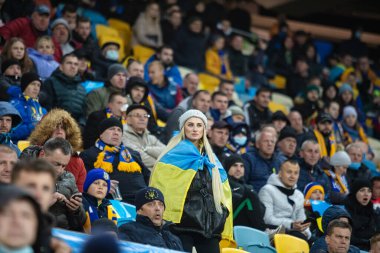 Lviv, Ukrayna - 12 Ekim 2021: Dünya Kupası elemeleri UEFA, Ukrayna ile Bosna-Hersek arasındaki futbol maçı