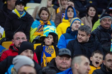 Lviv, Ukrayna - 12 Ekim 2021: Dünya Kupası elemeleri UEFA, Ukrayna ile Bosna-Hersek arasındaki futbol maçı