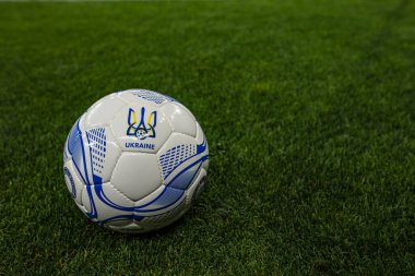 Lviv, Ukrayna - 12 Ekim 2021: Ukrayna Futbol Federasyonu. Dünya Kupası elemeleri UEFA, Ukrayna ile Bosna-Hersek arasında futbol maçı
