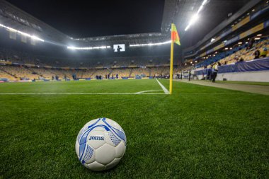 Lviv, Ukrayna - 12 Ekim 2021: Ukrayna Futbol Federasyonu. Dünya Kupası elemeleri UEFA, Ukrayna ile Bosna-Hersek arasında futbol maçı