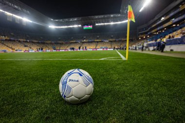 Lviv, Ukrayna - 12 Ekim 2021: Ukrayna Futbol Federasyonu. Dünya Kupası elemeleri UEFA, Ukrayna ile Bosna-Hersek arasında futbol maçı