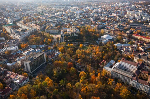 Lviv Ukarine Ekim 2021 Dnister Otel Hava Manzarası — Stok fotoğraf