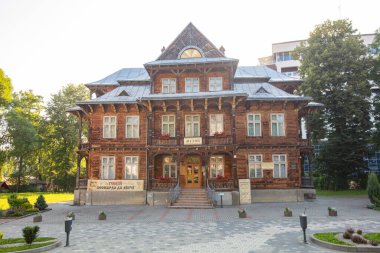 Truskavets, Ukrayna - 7 Temmuz 2021: Mykhailo Bilas Müzesi. Truskavets, Ukrayna 'da Villa Goplana