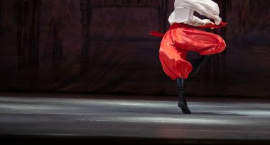 Klasik balerin erkek dansçısının yakın çekimi - Ukraynalı halk dansı