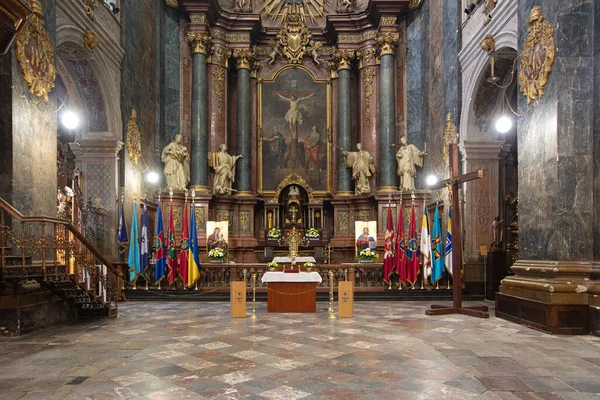 Lviv Ukraine December 2021 Interior Jesuit Church Lviv Saints Peter — Stock Photo, Image