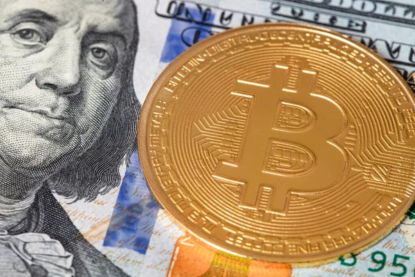 Bitcoin 100 Dollar Biljet Achtergrond Voor Ontwerp Doeleinden — Stockfoto