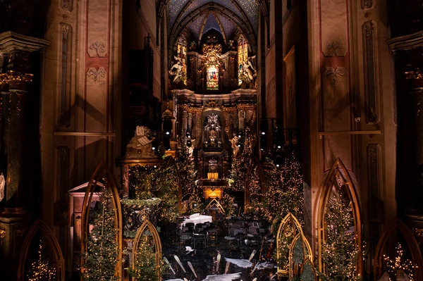 Lviv Ucrania Diciembre 2021 Decoración Navideña Basílica Asunción Virgen María — Foto de Stock