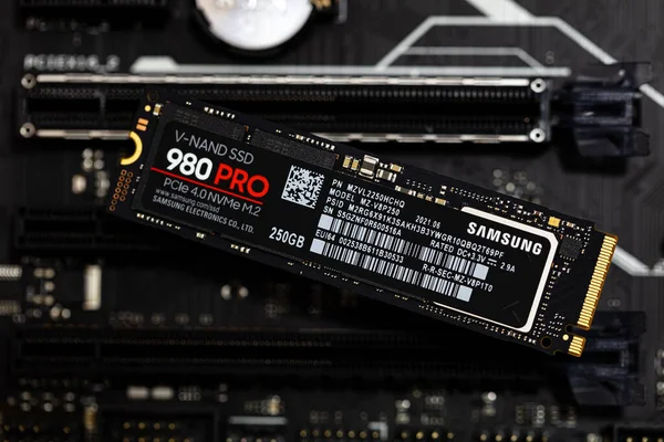 2021 Samsung Ssd 980 Pro Pcle Nvme Motherboard Background — 스톡 사진