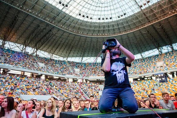 Lviv Ucrania Agosto 2018 Concierto Filmación Camarógrafos Profesionales Ukrainian Song — Foto de Stock