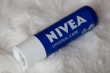 Beiersdorf, Germany - January 9, 2022: Nivea caring lip balm