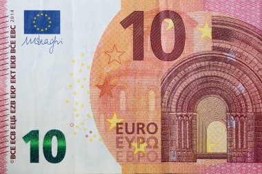 Closeup of 10 euro banknote for design purpose