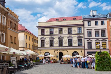 Lublin, Polonya - 19 Ağustos 2017: Lublin Caddesi