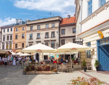 Lublin, Polonya - 19 Ağustos 2017: Lublin Caddesi