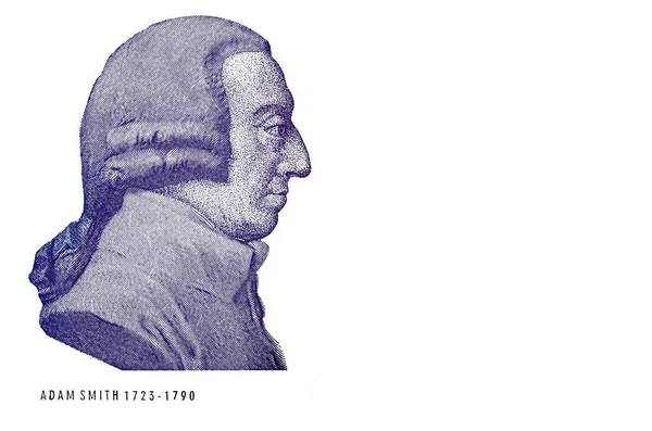Κοπή Του Adam Smith Από Τραπεζογραμμάτιο Λιρών Στερλινών Για Σχεδιαστικό — Φωτογραφία Αρχείου