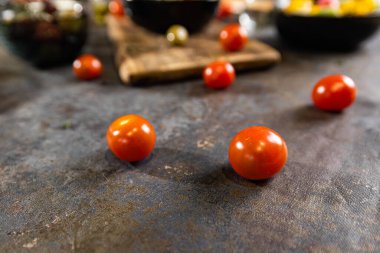 Kokteyl, ciliegini olarak bilinen vişneli domates, pachino. domates arka planı