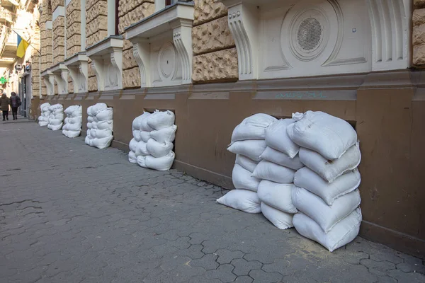 Lviv Ucrania Marzo 2022 Protección Monumentos Arquitectónicos Lviv Durante Guerra — Foto de Stock