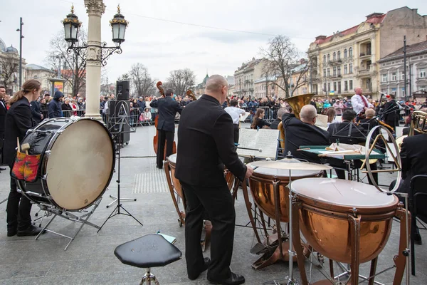 Lviv Ukraine März 2022 Konzert Der Nähe Der Lviv National — Stockfoto