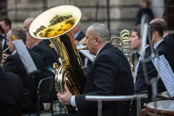 Lvov Ukrajina Března 2022 Koncert Poblíž Lvovské Národní Opery Během — Stock fotografie