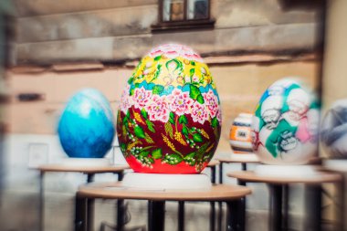 Lviv, Ukrayna - 16 Nisan 2017: Lviv 'de Paskalya yumurtası (pysanka) sergisi
