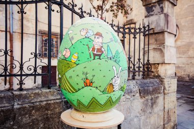 Lviv, Ukrayna - 16 Nisan 2017: Lviv 'de Paskalya yumurtası (pysanka) sergisi
