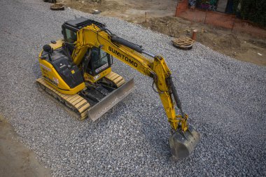 Lviv, Ukrayna - 25 Kasım 2020: Shevchenko Caddesi 'ndeki yol onarımı. Lviv, Ukrayna 'da