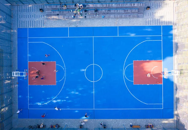 Вид Баскетбольную Площадку Дрона Дизайнерских Целей — стоковое фото