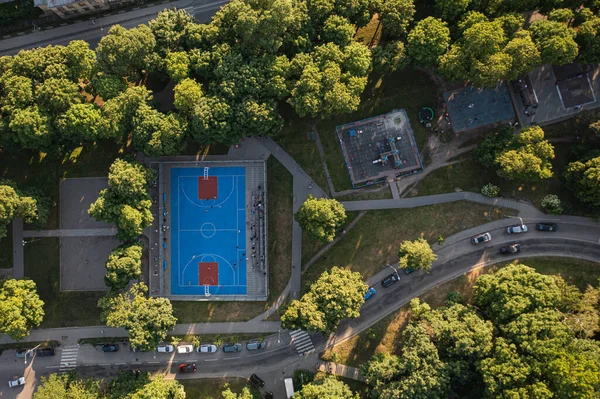 Vista Sul Campo Basket Drone Scopo Progettazione — Foto Stock