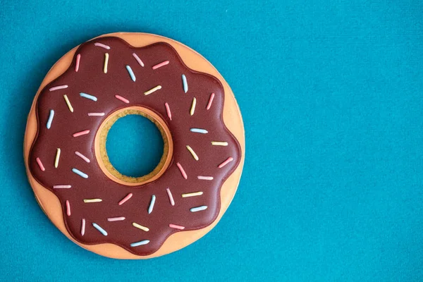 Gingerbread Form Iced Doughnut Design Purpose — Stock Photo, Image