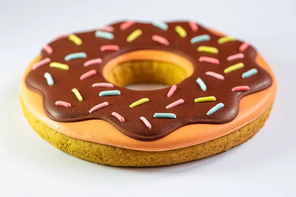 Gingerbread Form Iced Doughnut Design Purpose — Stock Photo, Image