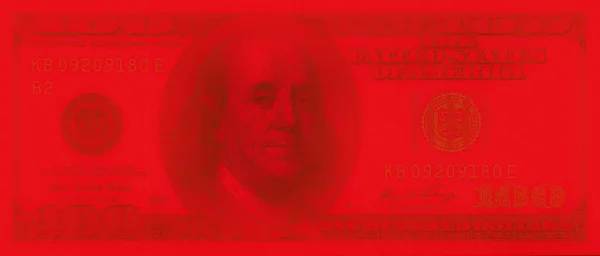 设计用的红色旧100美元钞票 — 图库照片