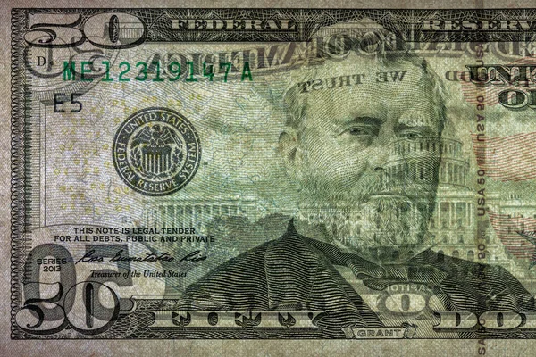 Фрагмент Банкноти Доларів Видимими Деталями Реверсу Банкнот Дизайну — стокове фото