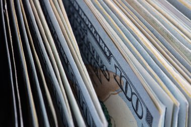 closeup of dollar banknotes on edge for design purpose