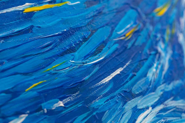 Closeup Blue Yellow Painting Brush Strokes Design Purpose — Fotografia de Stock