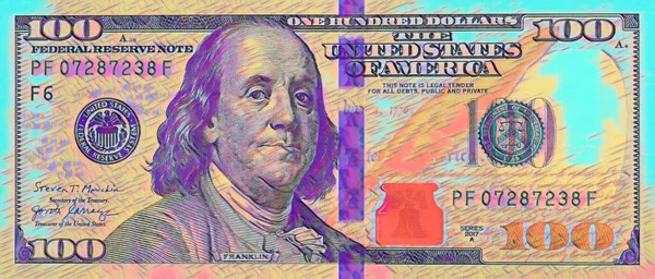 Colored 100 Dollar Banknote Illustration Design Purpose — Stok fotoğraf