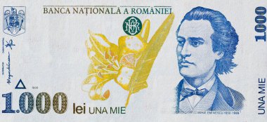 Tasarım amaçlı boş alanı olan 1000 Romen lei banknotu (1996 Serisi)