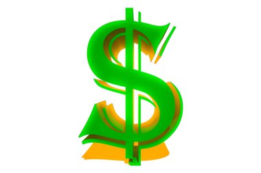 Tasarım amacı için beyaz arkaplanda yeşil dolar işareti