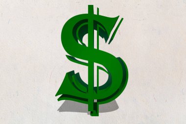 Tasarım amacı için beyaz arkaplanda yeşil dolar işareti