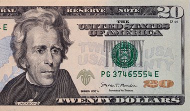 Tasarım amacıyla 20 dolarlık banknotun ön tarafının kapatılması