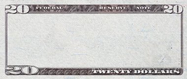 Tasarım amacıyla boş orta alanı olan 20 dolarlık banknotun kapatılması