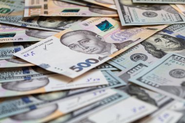 100 dolar ve 500 hryvnyas tasarım amacı için fon