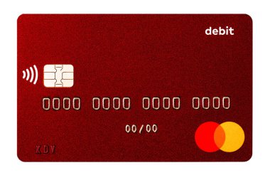 Kyiv, Ukrayna - 10 Nisan 2021: Tasarım amaçlı MasterCard Debit kart kapanışı