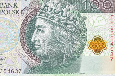 Obverse of 100 polish zloty banknote for design purpose