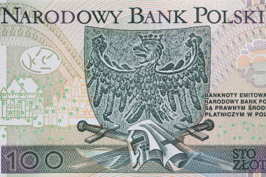 Reverse of 100 polish zloty banknote for design purpose