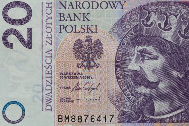 Obverse of 20 polish zloty banknote for design purpose