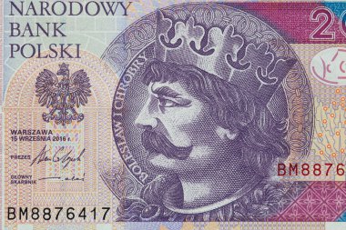 Obverse of 20 polish zloty banknote for design purpose