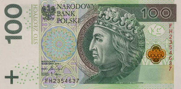 Obverse 100 Polish Zloty Banknote Design Purpose — Fotografia de Stock