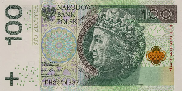 Εμπρόσθια Όψη Τραπεζογραμματίου 100 Πολωνικών Ζλότυ Για Σχεδιαστικό Σκοπό — Φωτογραφία Αρχείου