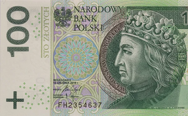 Obverse 100 Polish Zloty Banknote Design Purpose — Stockfoto