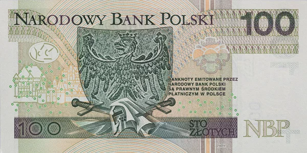 Reverse of 100 polish zloty banknote for design purpose